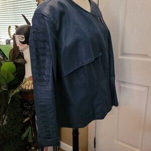 Faux Leather moto jacket blue Women's 1X 1XL motorcycle sexy